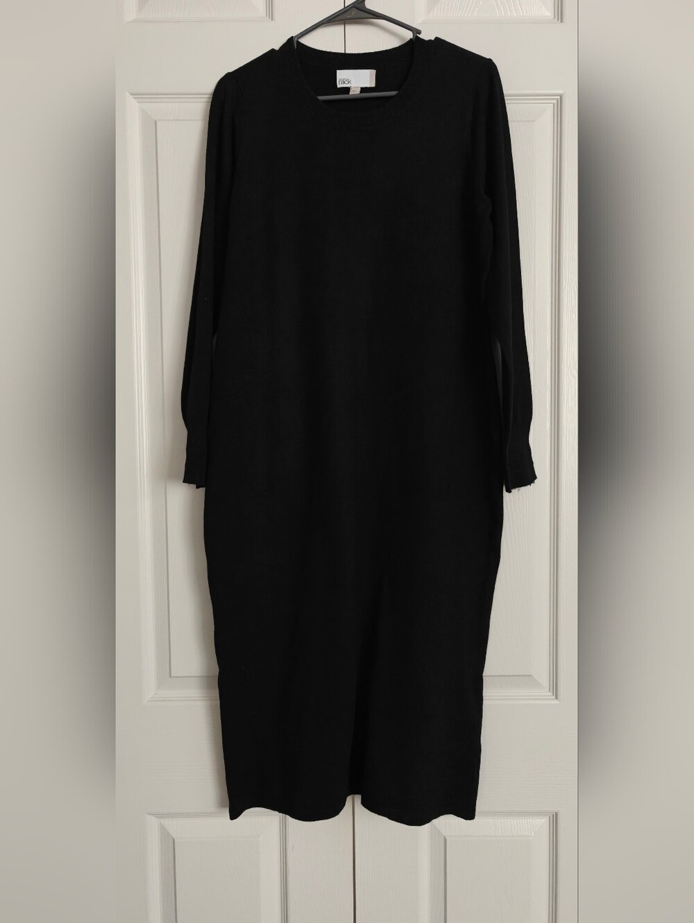 Black Long Sleeve Knit Dress, Size L